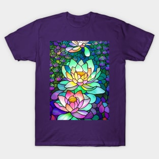 Stained Glass Lotus Flowers T-Shirt